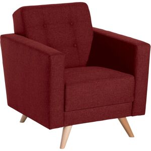 Sessel MAX WINZER "Julius" Gr. Strukturwebstoff 16523, B/H/T: 75 cm x 81 cm x 83 cm, rot Polstersessel Sessel mit Knopfheftung