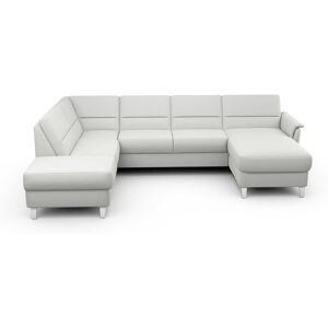 Wohnlandschaft SIT&MORE "Palmera U-Form" Sofas Gr. B/H/T: 308 cm x 89 cm x 212 cm, Lu x us-Microfaser, Ottomane links, ohne Bettfunktion, silberfarben (silber) Wohnlandschaften wahlweise mit Bettfunktion und Stauraum