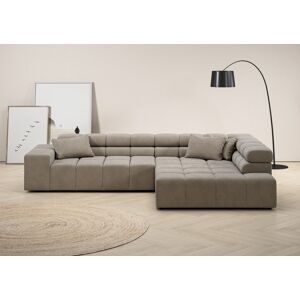 Ecksofa INOSIGN "Ancona incl. Kopfteilverstellung, OTTOs Choice, Breite 319cm, L-Form", grau (taupe), B:319cm H:70cm T:215cm, Struktur (85% Polyester, 15% Viskose), Luxus-Microfaser weich (98% Polyester, 2% Nylon), Velours (100% Polyester), Sofas, wahlwei