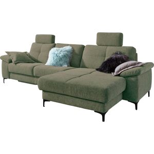 Ecksofa 3C CARINA "Burnaby bequem und modern, OTTOs Choice, L-Form", grün (oliv), B:296cm H:87cm T:162cm, Sofas, 2 Kopfstützen, optional mit Schlaf- und motorischer Relaxfunktion