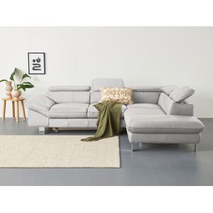 Ecksofa COTTA "Driver L-Form", weiß, B:268cm H:73cm T:214cm, Kunstleder SOFTLUX, LEDER BEEFY (ein abgedecktes Spalt-Rindsleder) im Sitz und Rücken (Korpus in Kunstleder), Luxus-Kunstleder, NaturLEDER (echtes Rindsleder) im Sitz und Rücken (Rückseite mit S