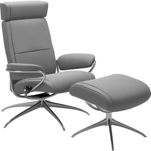 Relaxsessel STRESSLESS "Paris" Sessel Gr. Leder BATICK, Star Base-High Base, Plus™System-Gleitsystem-Rela x funktion-Drehfunktion-Kopfstützenverstellung-Rückteilverstellung, B/H/T: 80 cm x 102 cm x 75 cm, grau (wild dove batick) Lesesessel und Relaxsessel