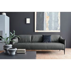 3-Sitzer W.SCHILLIG "sally" Sofas Gr. B/H/T: 224 cm x 78 cm x 84 cm, Longlife Xtra-Leder Z59, grau (graphit z59) 3-Sitzer Sofas mit Metallfüßen in Schwarz pulverbeschichtet, Breite 224 cm