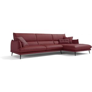 Ecksofa EGOITALIANO "FUNNY" Sofas Gr. B/H/T: 265 cm x 90 cm x 225 cm, Leder, Recamiere rechts, rot (burgundy) Leder-Ecksofas T-FÖRMIGE SITZEINHEIT