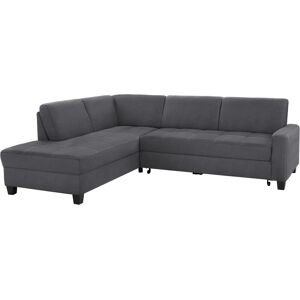 Ecksofa DOMO COLLECTION "Florentina L-Form" Sofas Gr. B/H/T: 243 cm x 84 cm x 209 cm, Struktur fein, Ottomane links, Ohne Bettfunktion, grau Ecksofas wahlweise mit Bettfunktion, Kontrastnaht