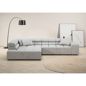 Ecksofa INOSIGN "Ancona incl. Kopfteilverstellung, OTTOs Choice, Breite 319cm, L-Form", silber, B:319cm H:70cm T:215cm, Struktur (85% Polyester, 15% Viskose), Luxus-Microfaser weich (98% Polyester, 2% Nylon), Velours (100% Polyester), Sofas, wahlweise mot