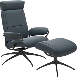 Relaxsessel STRESSLESS "Paris" Sessel Gr. Leder BATICK, Star Base-High Base, Plus™System-Gleitsystem-Rela x funktion-Drehfunktion-Kopfstützenverstellung-Rückteilverstellung, B/H/T: 80 cm x 102 cm x 75 cm, blau (atlantic blue batick) Lesesessel und Relaxse