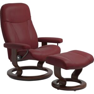 Relaxsessel STRESSLESS "Garda" Sessel Gr. Leder BATICK, mit Hocker, B/H/T: 85 cm x 100 cm x 77 cm, rot (bordeau x batick) Lesesessel und Relaxsessel mit Hocker, Classic Base, Größe L, Gestell Braun