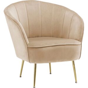 Sessel KAYOOM "Poola 100, gemütlicher Cocktail-Sessel, edler Samtbezug", beige (creme), B:76cm H:78cm T:67cm, Bezug: 100% Polyester (Samt) / Korpus: Sperrholz/ Gestell: Eisen, Sessel, Polstersessel Einzelsessel, samtweich, gesteppt, gemütlich, tiefe Sitzh