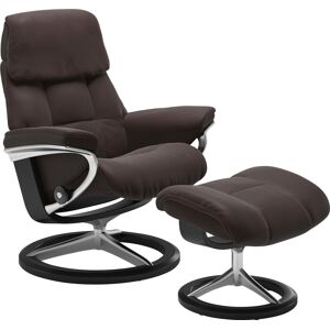 Relaxsessel STRESSLESS "Ruby", braun (chocolate paloma), B:78cm H:100cm T:76cm, Leder PALOMA: durchgefärbtes Semianilin-Möbelleder, Leder BATICK: durchgefärbtes und genarbtes Möbelleder, Sessel, mit Signature Base, Größe M, Gestell Eiche, Wenge, Braun & S