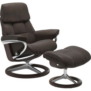 Relaxsessel STRESSLESS "Ruby", braun (braun batick), B:78cm H:100cm T:76cm, Leder PALOMA: durchgefärbtes Semianilin-Möbelleder, Leder BATICK: durchgefärbtes und genarbtes Möbelleder, Sessel, mit Signature Base, Größe M, Gestell Eiche, Wenge, Braun & Schwa