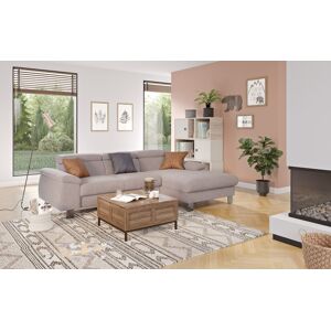 Ecksofa COTTA "Komaris L-Form mit Kopfteilverstellung", grau (stone), B:244cm H:72cm T:166cm, 100% Polyester, Sofas, wahlweise mit Bettfunktion, Bettkasten & Beleuchtung, Topseller