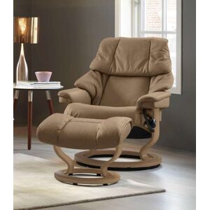 Relaxsessel STRESSLESS "Reno", braun (sand dinamica), B:79cm H:98cm T:75cm, Leder BATICK: BATICK ist ein leicht korrigiertes, durchgefärbtes und genarbtes Möbelleder, bei dem die meisten Unebenheiten und Spuren in der Regel entfernt wurden., Leder PALOMA: