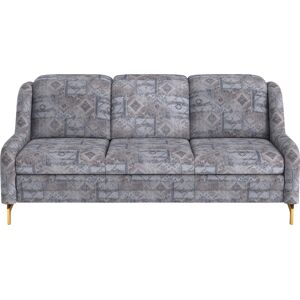 3-Sitzer SIT&MORE "Orient" Sofas Gr. B/H/T: 196 cm x 91 cm x 109 cm, Jacquard, mit Kopfteilverstellung, silberfarben (silber) 3-Sitzer Sofas inkl. 2 Zierkissen mit Strass-Stein, goldfabene Metallfüße