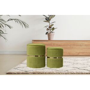 Sitzhocker KAYOOM "Hocker Milas 2er-Set, Praktischer und versteckter Stauraum", grün (pistachio, grün), B:31,5cm H:38cm T:36cm, Korpus: MDF / Bezug: 100% Polyester (Samt) / Sockel: Edelstahl, Hocker, stapelbar, mit Stauraum, Edelstahlsockel, Farbenfroh un
