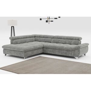 Ecksofa COTTA "Gemini L-Form", grau (steel), B:312cm T:234cm, Sofas, mit Kopfteilverstellung, wahlweise mit Bettfunktion
