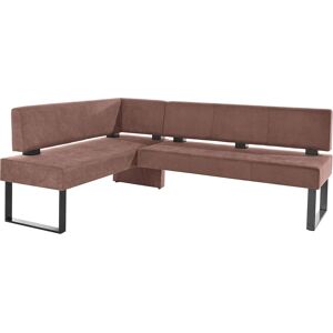 Eckbank HOME AFFAIRE "Oliver mit Metallgestell, Küchenbank", braun (braun, schwarz), B:200cm H:89cm T:160cm, Massivholz, Holzwerkstoff, Polyester, Sitzbänke, verschiedene Bezüge Cord Esszimmerbank OTTOs Choice