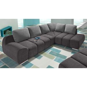 Ecksofa INOSIGN "Bono L-Form", grau (fango, grau), B:267cm H:90cm T:214cm, Luxus-Microfaser ALTARA NUBUCK (100% Polyester), Luxus-Microfaser ALTARA NUBUCK (100% Polyester), Samtstruktur (95% Polyester, 5% Polyamid), Sofas, mit Ottomane, wahlweise mit Bett