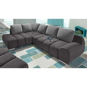 Ecksofa INOSIGN "Bono L-Form", grau (fango, grau), B:267cm H:90cm T:214cm, Luxus-Microfaser ALTARA NUBUCK (100% Polyester), Luxus-Microfaser ALTARA NUBUCK (100% Polyester), Samtstruktur (95% Polyester, 5% Polyamid), Sofas, mit Ottomane, wahlweise mit Bett