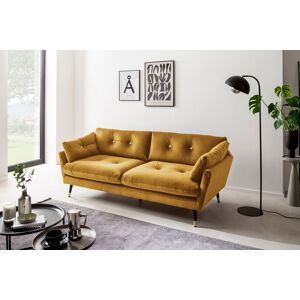 3-Sitzer TRENDS BY HG "Amira" Sofas Gr. B/H/T: 207 cm x 84 cm x 93 cm, Lu x us-Microfaser, gelb (mustard) 3-Sitzer Sofas mit Strasssteinen und goldfarben Applikationen