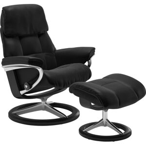 Relaxsessel STRESSLESS "Ruby", schwarz (schwarz batick), B:78cm H:100cm T:76cm, Leder PALOMA: durchgefärbtes Semianilin-Möbelleder, Leder BATICK: durchgefärbtes und genarbtes Möbelleder, Sessel, mit Signature Base, Größe M, Gestell Eiche, Wenge, Braun & S