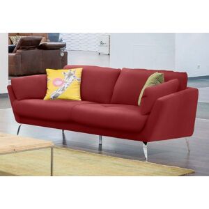 2-Sitzer W.SCHILLIG "softy" Sofas Gr. B/H/T: 183 cm x 79 cm x 93 cm, Longlife Xtra-Leder Z59, rot (ruby red z59) 2-Sitzer Sofas mit dekorativer Heftung im Sitz, Füße Chrom glänzend