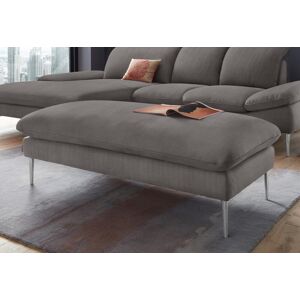 Hocker W.SCHILLIG "enjoy&MORE", grau (grau r66), B:151cm H:45cm T:71cm, Chenille-Flachgewebe R66 (85% Polyester, 15% Nylon), Longlife Xtra-Leder Z59: Glattleder mit modischer Prägung. Hautstärke 0, 9 - 1, 1 mm, Stoff S37 (100% Polyester), Hocker, Füße Chr