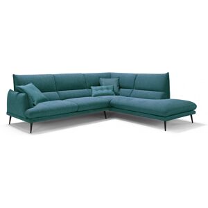 Ecksofa EGOITALIANO "FUNNY" Sofas Gr. B/H/T: 265 cm x 90 cm x 225 cm, Stoff, Ottomane rechts, grün (blaugrün) Ecksofas T-FÖRMIGE SITZEINHEIT