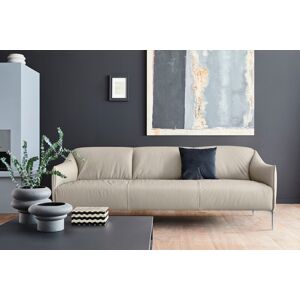 3-Sitzer W.SCHILLIG "sally" Sofas Gr. B/H/T: 224 cm x 78 cm x 84 cm, Longlife Xtra-Leder Z59, grau (eisgrau z59) 3-Sitzer Sofas mit Metallfüßen in Chrom glänzend, Breite 224 cm