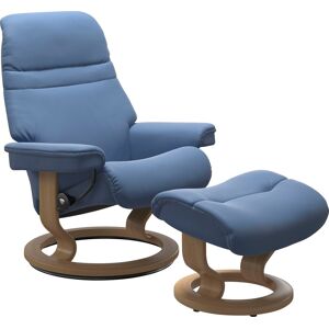 Relaxsessel STRESSLESS "Sunrise" Sessel Gr. Material Bezug, Ausführung / Funktion, Maße B/H/T, blau (lazuli blue) Lesesessel und Relaxsessel mit Classic Base, Größe S, Gestell Eiche