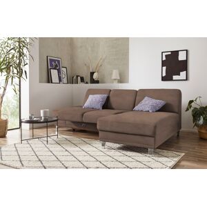 Ecksofa SIT&MORE "Clio L-Form" Sofas Gr. B/H/T: 246 cm x 89 cm x 165 cm, Lu x us-Microfaser ALTARA NUBUCK, Recamiere rechts, mit manuellem Vorziehsitz-mit Bettkasten, braun (schoko) Ecksofas wahlweise mit Bettfunktion oder Vorziehsitz und Bettkasten, Fede