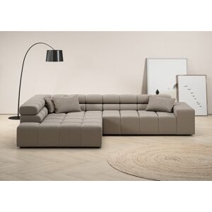 Ecksofa INOSIGN "Ancona incl. Kopfteilverstellung, OTTOs Choice, Breite 319cm, L-Form", grau (taupe), B:319cm H:70cm T:215cm, Struktur (85% Polyester, 15% Viskose), Luxus-Microfaser weich (98% Polyester, 2% Nylon), Velours (100% Polyester), Sofas, wahlwei