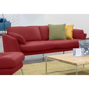 2,5-Sitzer W.SCHILLIG "softy" Sofas Gr. B/H/T: 203 cm x 79 cm x 93 cm, Longlife Xtra-Leder Z59, rot (ruby red z59) 2-Sitzer Sofas mit dekorativer Heftung im Sitz, Füße Chrom glänzend