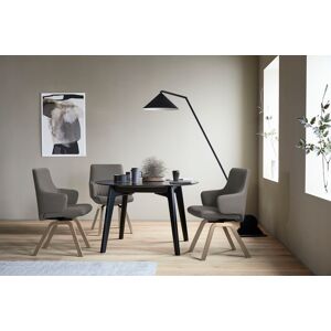 Polsterstuhl STRESSLESS "Laurel", grau (metal grau paloma, eiche natur), B:58cm H:92cm T:59cm, Leder PALOMA: PALOMA ist ein durchgefärbtes Semianilin-Möbelleder mit natürlicher Narbung., Stühle, Low Back mit Armlehne, Größe L, mit schräggestellten Beinen