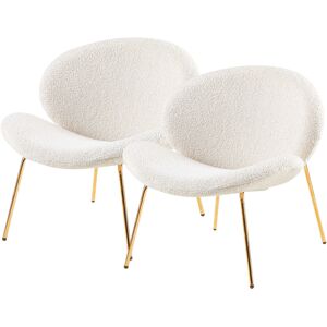 Polsterstuhl KAYOOM "Stuhl Jaden 125 2er-Set, im angesagten Stoff mit dem Kräusel-Effekt", gold (beige, gold), B:73,5cm H:76cm T:75cm, 100% Polyester-Bouclu00e9, Sperrholz, Schaumstoff Gestell:100% Eisen, Stühle, Ästhetisch minimalistisches Design, Bouclé