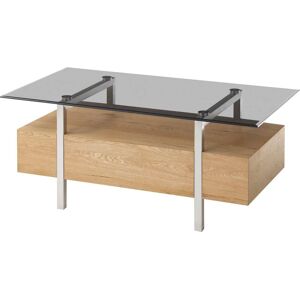 Couchtisch MCA FURNITURE "Hatfield" Tische Gr. B/H/T: 110 cm x 45 cm x 60 cm, braun (braun, edelstahloptik, grau) Eckige Couchtische Couchtisch Glas-Couchtisch Holz-Couchtische Glas in Grau mit 1 Schublade