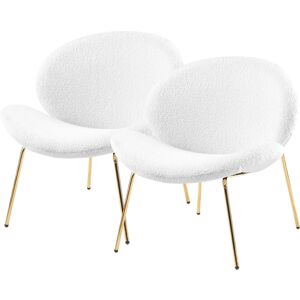 Polsterstuhl KAYOOM "Stuhl Jaden 125 2er-Set, im angesagten Stoff mit dem Kräusel-Effekt", gold (weiß, gold), B:73,5cm H:76cm T:75cm, 100% Polyester-Bouclu00e9, Sperrholz, Schaumstoff Gestell:100% Eisen, Stühle, Ästhetisch minimalistisches Design, Bouclé