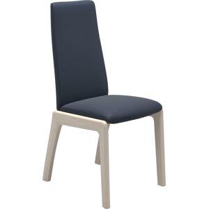 Polsterstuhl STRESSLESS "Laurel", blau (oxford blau paloma, eiche gekalkt), B:57cm H:92cm T:59cm, Leder PALOMA: PALOMA ist ein durchgefärbtes Semianilin-Möbelleder mit natürlicher Narbung., Stühle, Low Back, Größe L, mit abgerundeten Beinen in Eiche gekal