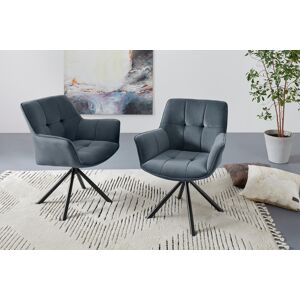 Drehstuhl "Lika, TOPSELLER, OTTOs Choice", grau (anthrazit), H:84,5cm T:68cm, Polyester, GUIDO MARIA KRETSCHMER HOME & LIVING, Stühle, 2er Set, 360 Grad Drehfunktion, Samtpolsterung, Topseller