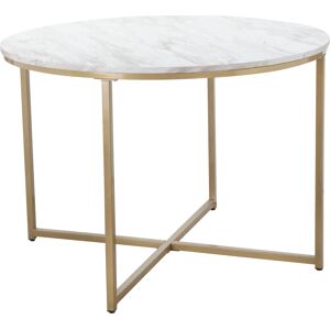 Esstisch LEONIQUE "Gondat", bunt (marmor, golden, goldchrome, marmor), B:110cm H:76cm T:110cm, Tische, mit Tischplatte in Marmor-Optik, Gestell aus Metall golden, Höhe 76 cm