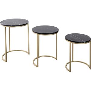 Beistelltisch KAYOOM "Beistelltisch Tria 125 3er-Set" Tische Gr. B/H/T: 46 cm x 65 cm x 46 cm, schwarz (schwarz, gold, schwarz) Beistelltische Beistelltisch-Set, zeitloses Design, hochwertige Verarbeitung