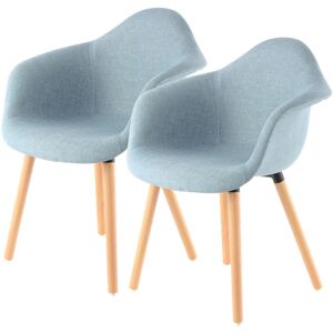 Polsterstuhl KAYOOM "Stuhl Winston 325 2er-Set, weiche Sitzfläche aus Schaumstoff", blau, B:62cm H:80,5cm T:64cm, Sitzbezug: 100% Polyester / Gestell: Eisen / Stuhlbeine: Buche, Stühle, attraktiv, Holzbeine, weiche Sitzfläche aus Schaumstoff