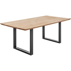 Esstisch STOLKOM "Bennet", braun (braun, schwarz, breite 200 cm), Tische, Eiche Massivholz, Tisch mit Schweizer Kante