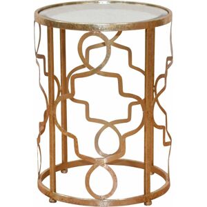 Beistelltisch LEONIQUE "Noëlle", gold (goldfarben), B:36cm H:50cm T:36cm, Tische, mit Spiegelglasplatte und goldfarbenem Metallgestell