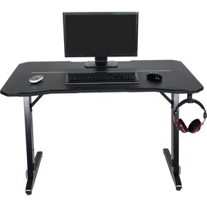 Gaming-Tisch DUO COLLECTION "Game-Rocker GT-35", schwarz (schwarz, schwarz, schwarz (carbon, optik)), Gamingtisch - LED-RGB Beleuchtungmit Farbwechsel, Fernbedienung-Tischplatte in Carbon-Optik-Eingearbeitete Armauflage-LED-RGB Beleuchtung in der Tischpla