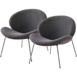 Polsterstuhl KAYOOM "Stuhl Jaden 125 2er-Set, im angesagten Stoff mit dem Kräusel-Effekt", grau (grau, silber), B:73,5cm H:76cm T:75cm, 100% Polyester-Bouclu00e9, Sperrholz, Schaumstoff Gestell:100% Eisen, Stühle, Ästhetisch minimalistisches Design, Boucl