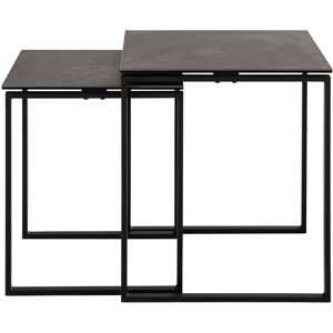 Couchtisch ACTONA GROUP "Katrine", schwarz (schwarz, schwarz, schwarz), B:50cm H:55cm T:50cm, Tische, Couchtisch Eckige Couchtische, Tischplatte aus Keramik, 2er-Set, B: 50 cm, weitere Farben erhältlich