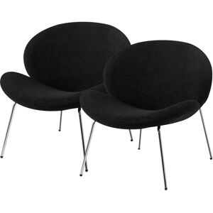 Polsterstuhl KAYOOM "Stuhl Jaden 125 2er-Set, im angesagten Stoff mit dem Kräusel-Effekt", schwarz (schwarz, silber), B:73,5cm H:76cm T:75cm, 100% Polyester-Bouclu00e9, Sperrholz, Schaumstoff Gestell:100% Eisen, Stühle, Ästhetisch minimalistisches Design,