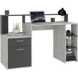 Regal-Schreibtisch FMD "Bolton" Tische Gr. B/H/T: 138,5 cm x 92 cm x 53,5 cm, grau (betonoptik, anthrazit) Schreibtische mit 3 offenen Fächern