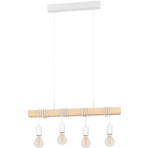 Hängeleuchte EGLO "TOWNSHEND" Lampen Gr. Ø 0,00 cm Höhe: 110,00 cm, weiß braun Pendelleuchten und Hängeleuchten Vintage Pendelleuchte, Industrialdesign, Retro Hängelampe, Stahl, Holz